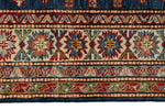 4x6 Navy and Ivory Kazak Tribal Rug