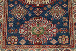 4x6 Navy and Ivory Kazak Tribal Rug