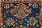 4x6 Navy and Ivory Kazak Tribal Rug