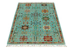 3x5 Green Kazak Tribal Rug