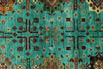 3x5 Green Kazak Tribal Rug