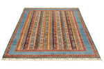 5x7 Multicolor and Green Turkish Tribal Rug