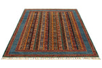 5x7 Multicolor and Green Turkish Tribal Rug