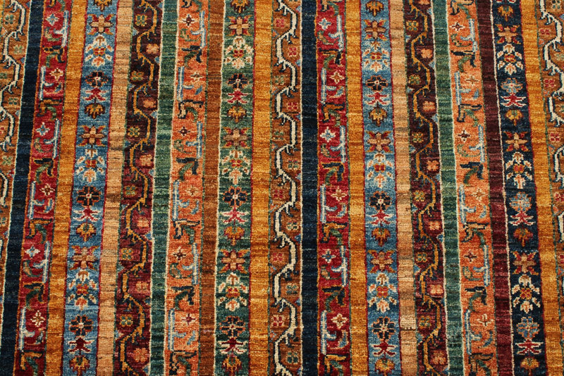 5x7 Multicolor and Green Turkish Tribal Rug