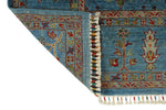 7x10 Blue and Multicolor Turkish Tribal Rug