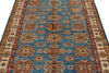 5x7 Blue and Ivory Kazak Tribal Rug