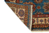 5x7 Blue and Ivory Kazak Tribal Rug