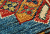 5x7 Blue and Ivory Kazak Tribal Rug