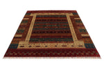 6x8 Multicolor and Red Turkish Tribal Rug