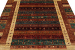 6x8 Multicolor and Red Turkish Tribal Rug