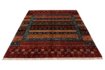 6x8 Multicolor and Red Turkish Tribal Rug