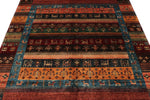 6x8 Multicolor and Red Turkish Tribal Rug