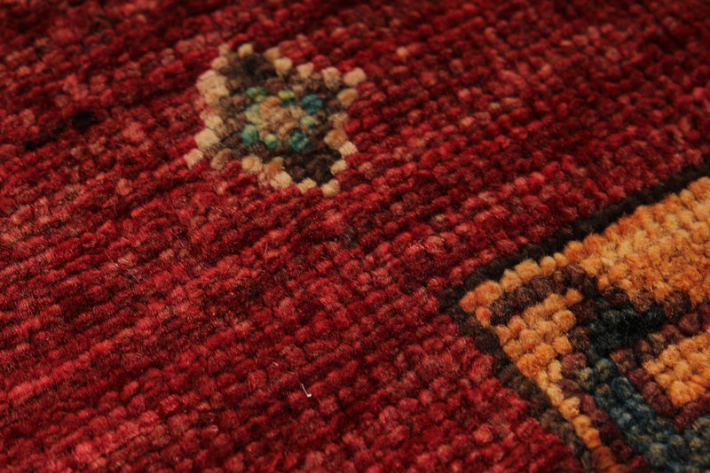 6x8 Multicolor and Red Turkish Tribal Rug