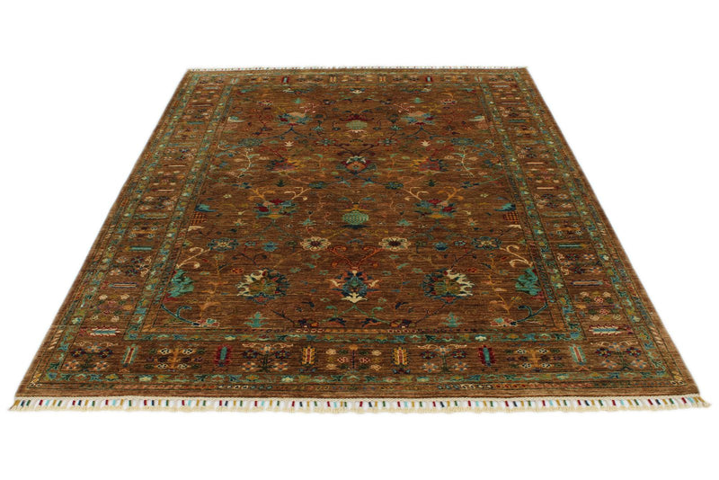 6x8 Mustard and Multicolor Turkish Tribal Rug
