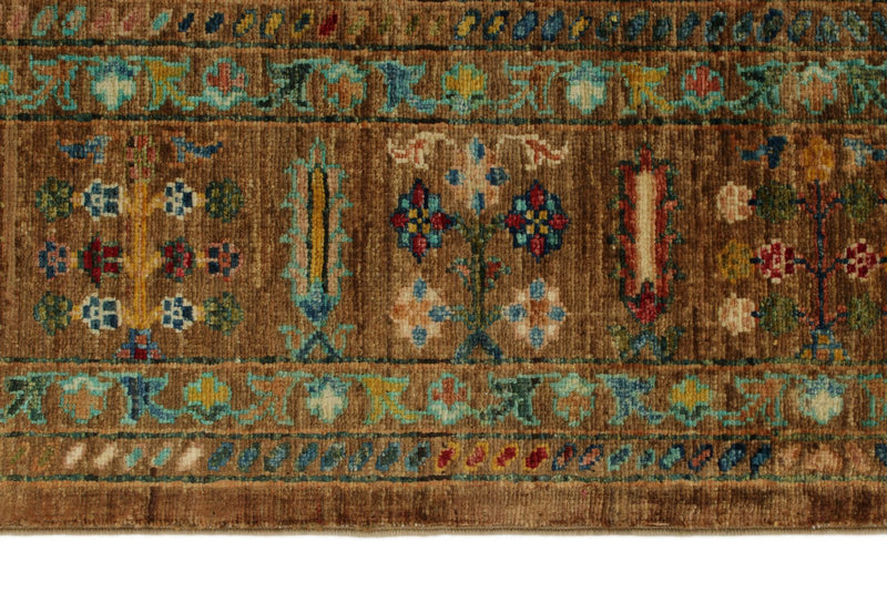 6x8 Mustard and Multicolor Turkish Tribal Rug