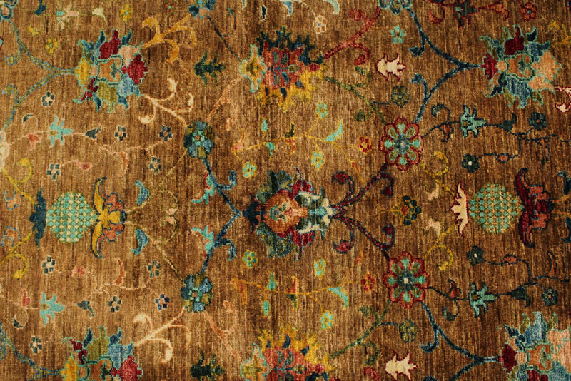 6x8 Mustard and Multicolor Turkish Tribal Rug