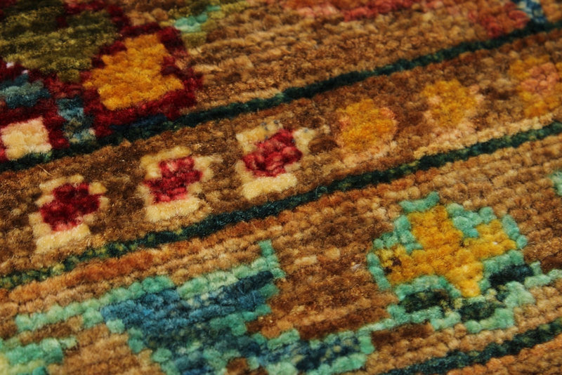 6x8 Mustard and Multicolor Turkish Tribal Rug