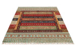 5x7 Multicolor and Green Turkish Tribal Rug