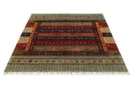 5x7 Multicolor and Green Turkish Tribal Rug