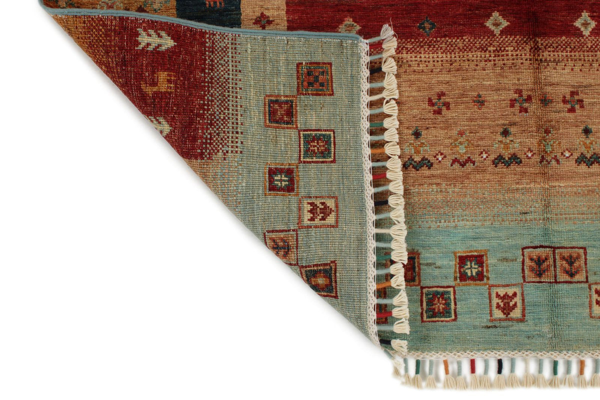 5x6 Multicolor and Red Turkish Tribal Rug