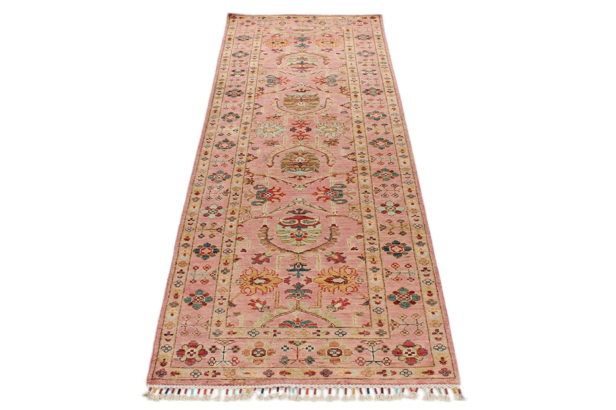 3x9 Pink and Multicolor Turkish Tribal Runner