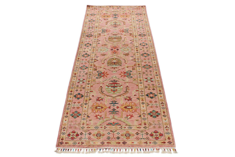 3x9 Pink and Multicolor Turkish Tribal Runner