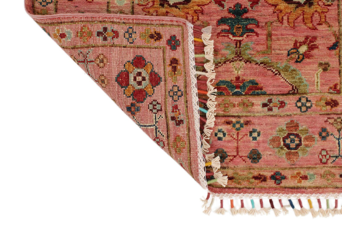 3x9 Pink and Multicolor Turkish Tribal Runner