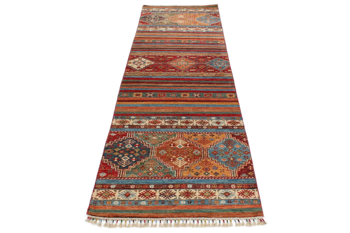 3x10 Red and Multicolor Tribal Runner