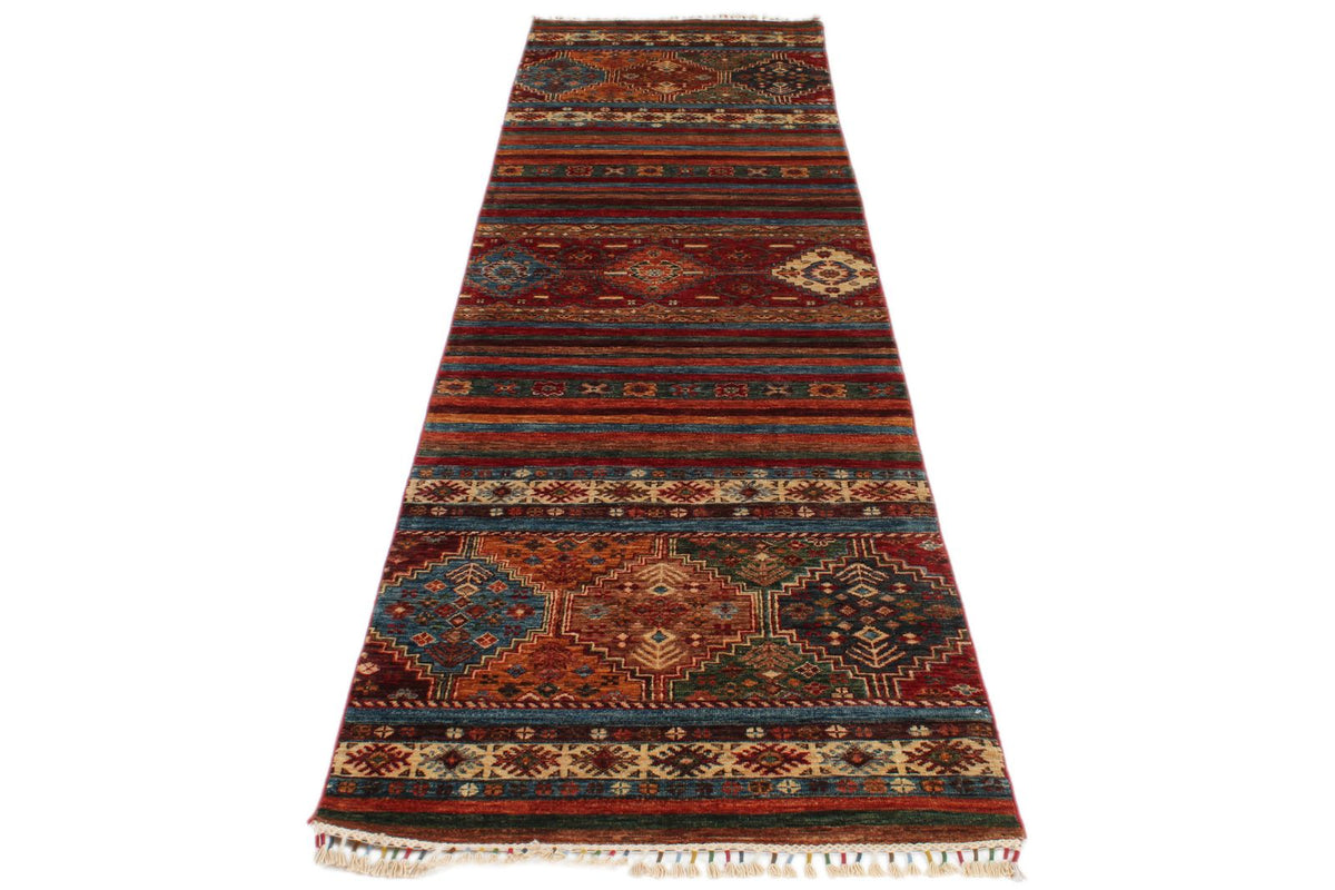 3x10 Red and Multicolor Tribal Runner