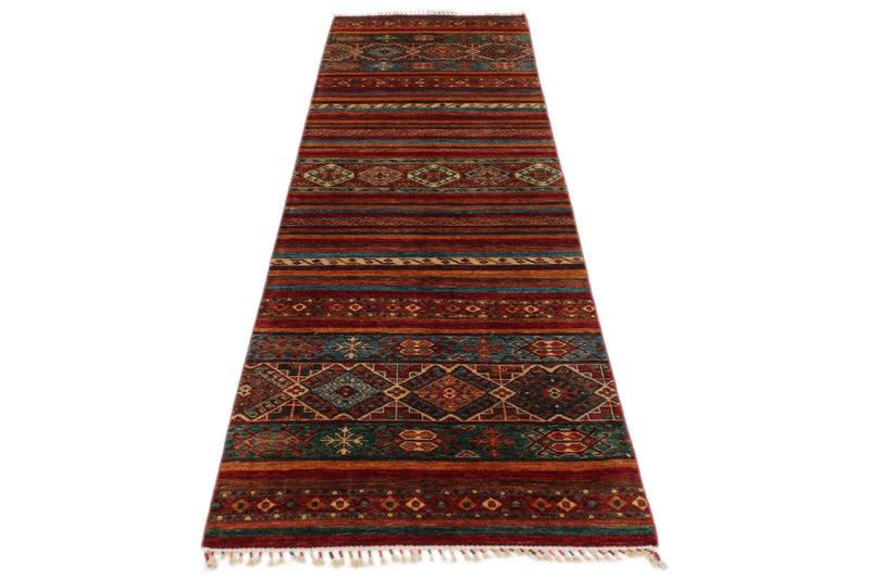 3x10 Red and Multicolor Tribal Runner