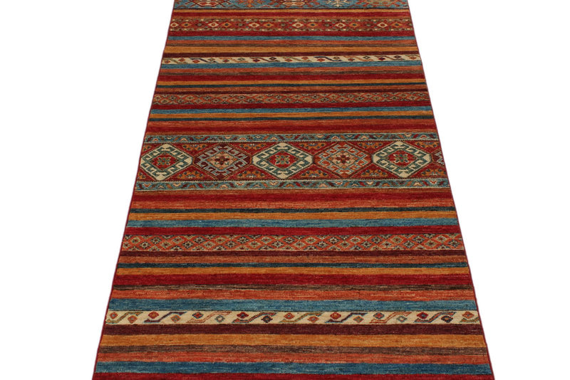 3x10 Red and Multicolor Tribal Runner