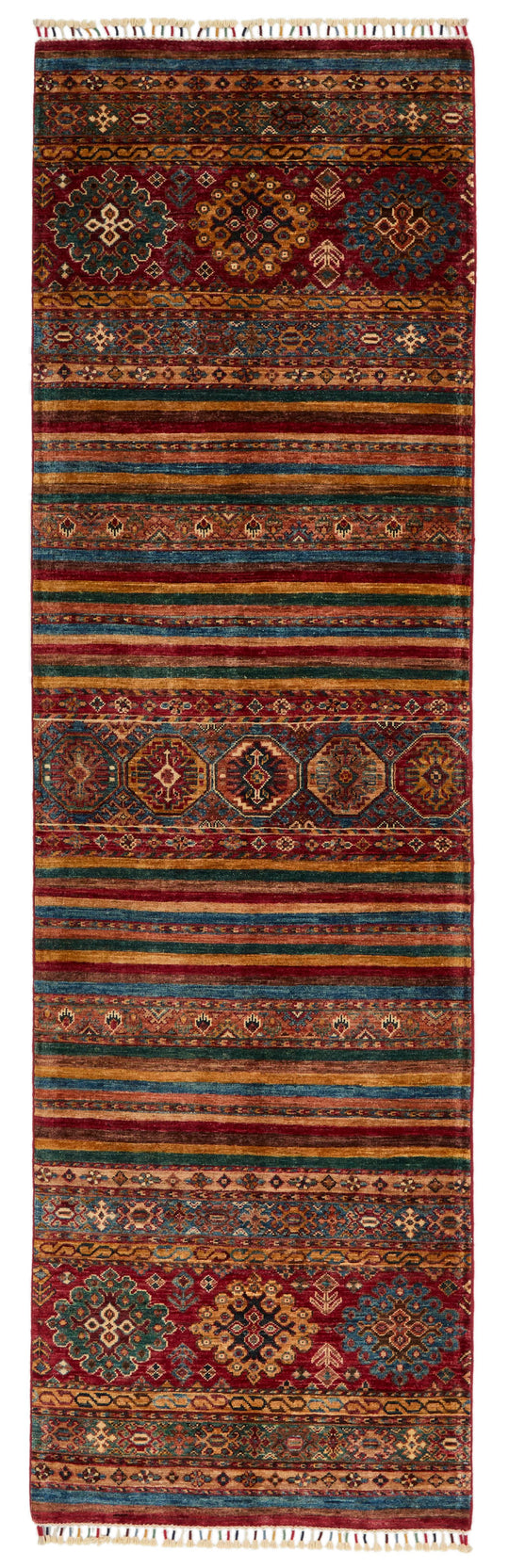 3x10 Multicolor and Red Tribal Rug