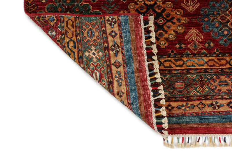 3x10 Multicolor and Red Tribal Rug