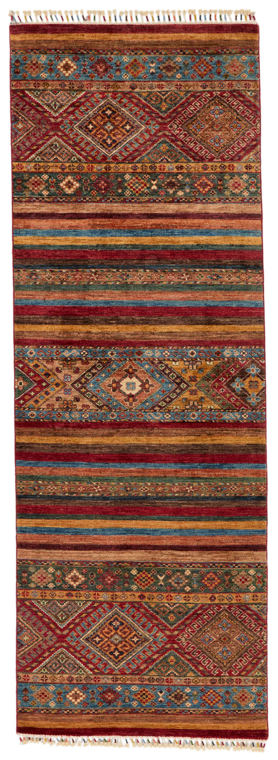 3x8 Red and Multicolor Tribal Runner