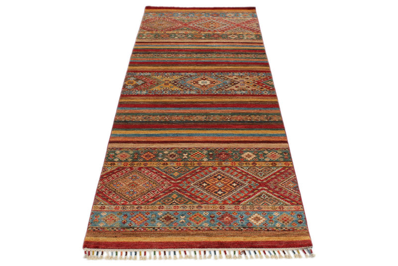 3x8 Red and Multicolor Tribal Runner