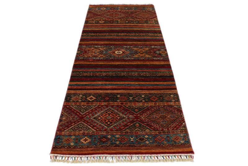 3x8 Red and Multicolor Tribal Runner