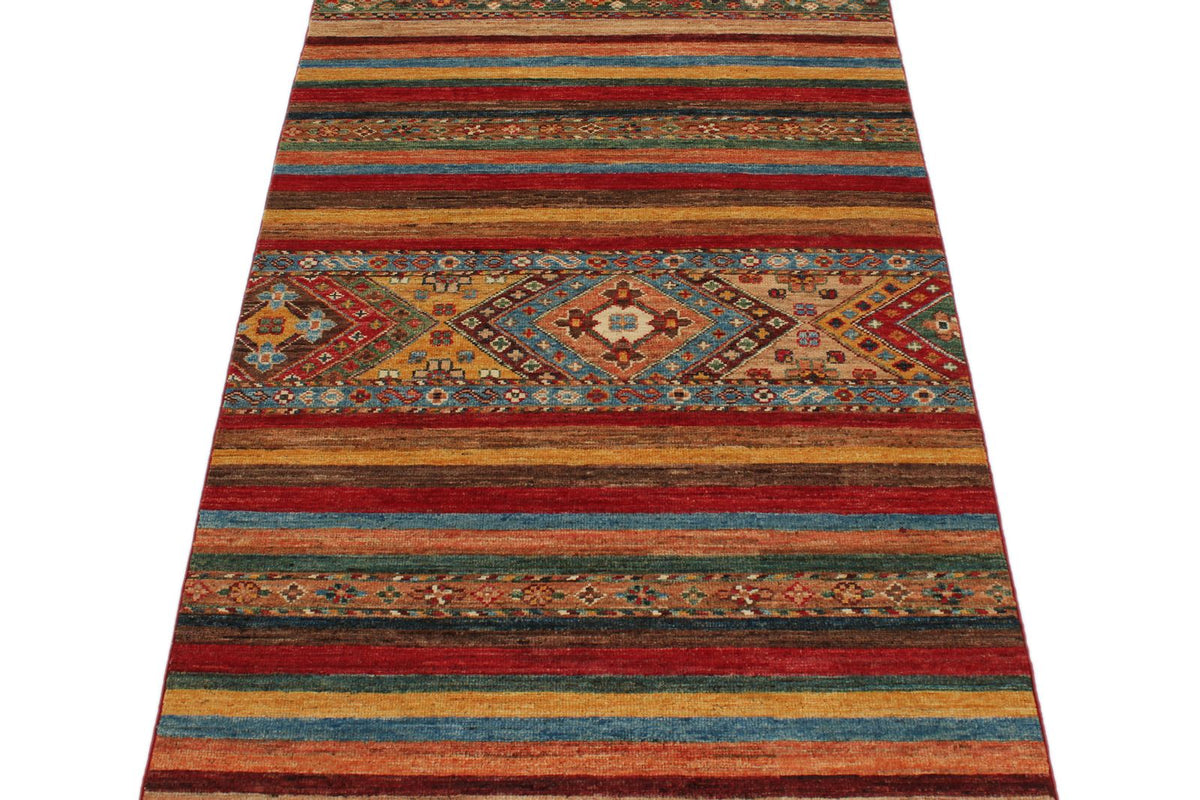 3x8 Red and Multicolor Tribal Runner