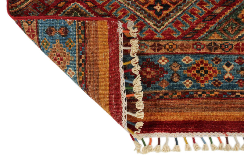 3x8 Red and Multicolor Tribal Runner