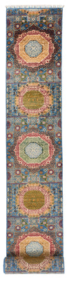 3x33 Blue and Red Turkish Tribal Runner