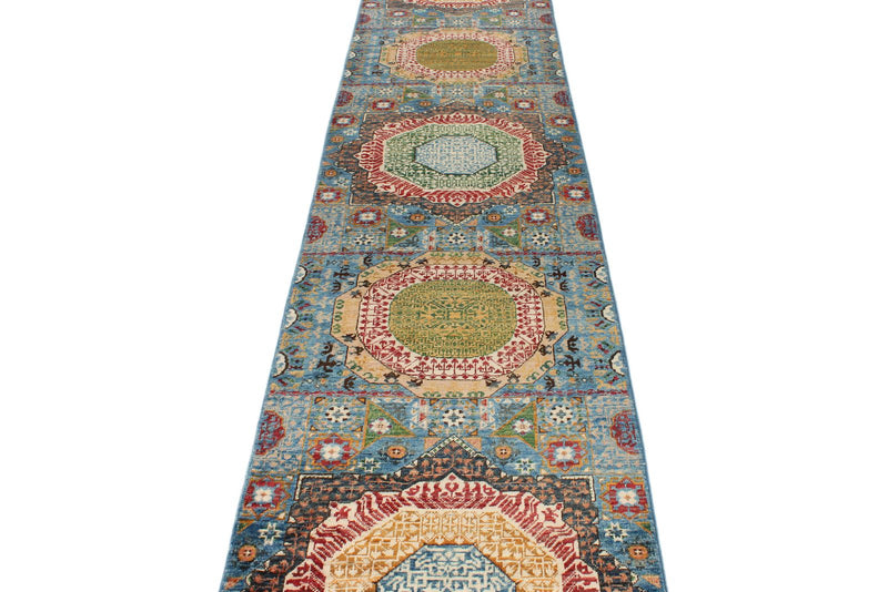 3x33 Blue and Red Turkish Tribal Runner