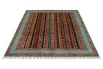 5x7 Multicolor and Blue Turkish Tribal Rug