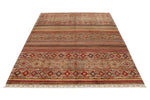 6x8 Multicolor and Brown Tribal Rug