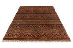 6x8 Multicolor and Brown Tribal Rug