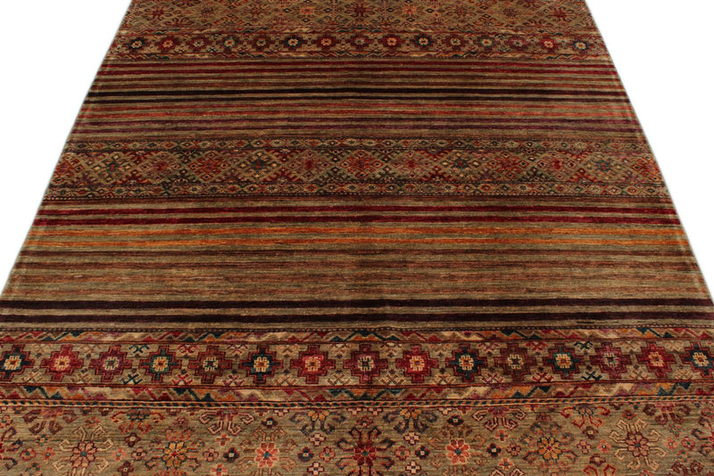 6x8 Multicolor and Brown Tribal Rug