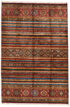 7x10 Multicolor and Red Tribal Rug
