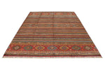 7x10 Multicolor and Red Tribal Rug