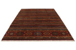 7x10 Multicolor and Red Tribal Rug