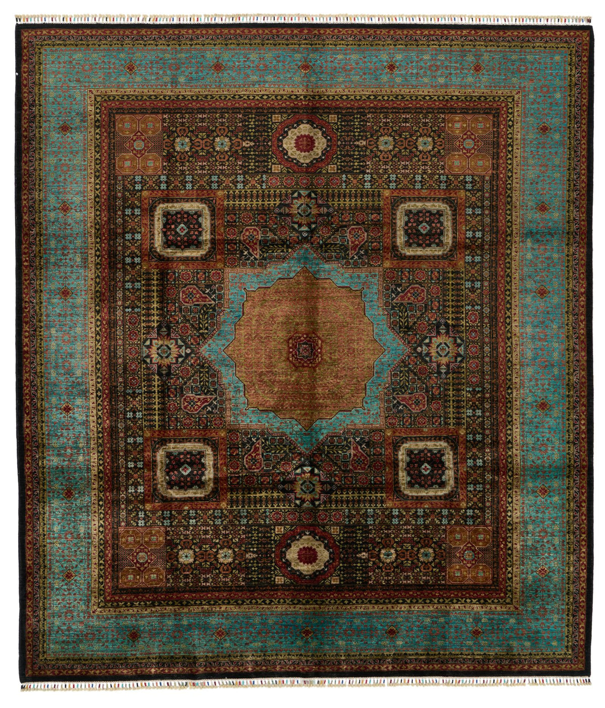 8x10 Brown and Blue Turkish Tribal Rug