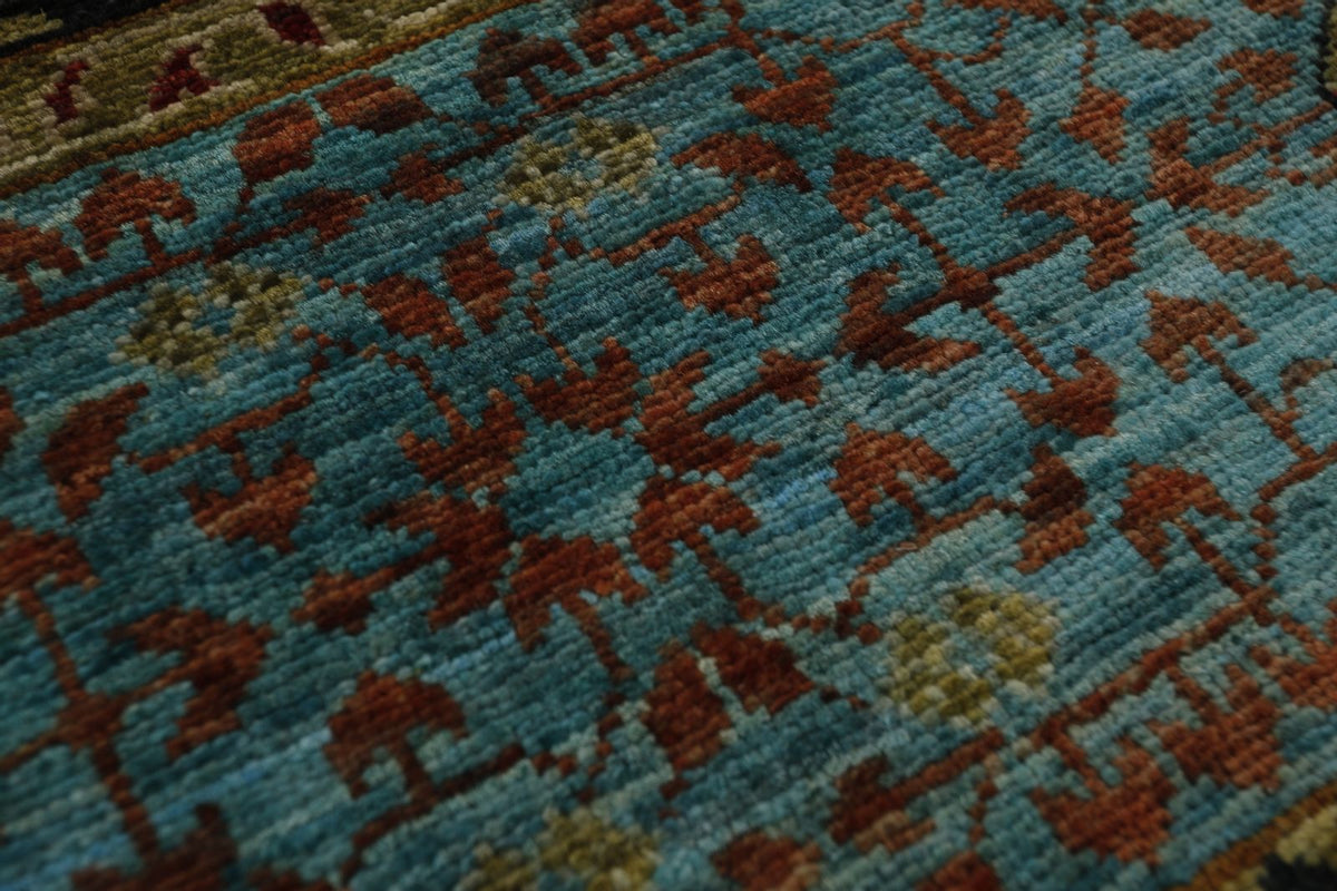8x10 Brown and Blue Turkish Tribal Rug
