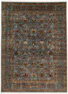 9x12 Gray and Multicolor Turkish Tribal Rug